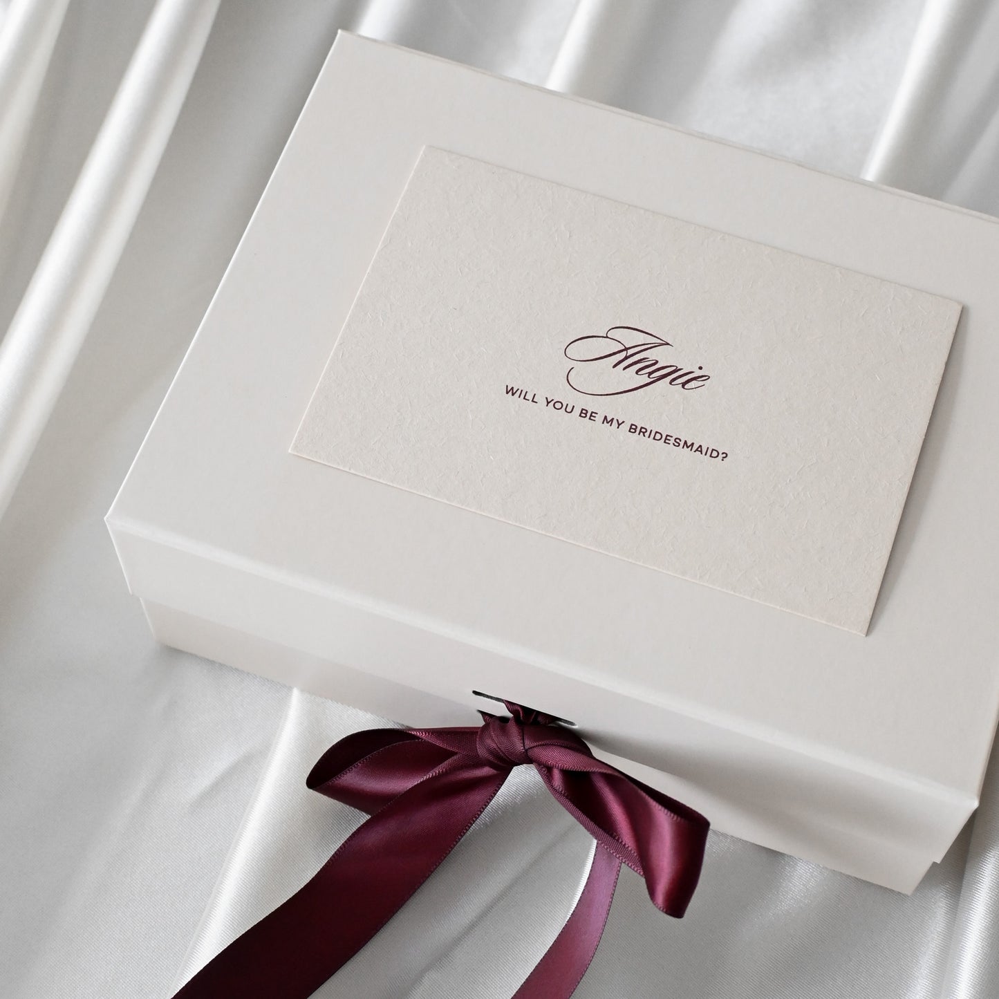 Personalised Bridesmaids Gift Set - The Cherished Beauty - Cream & Wine Red Colour Palette Singapore
