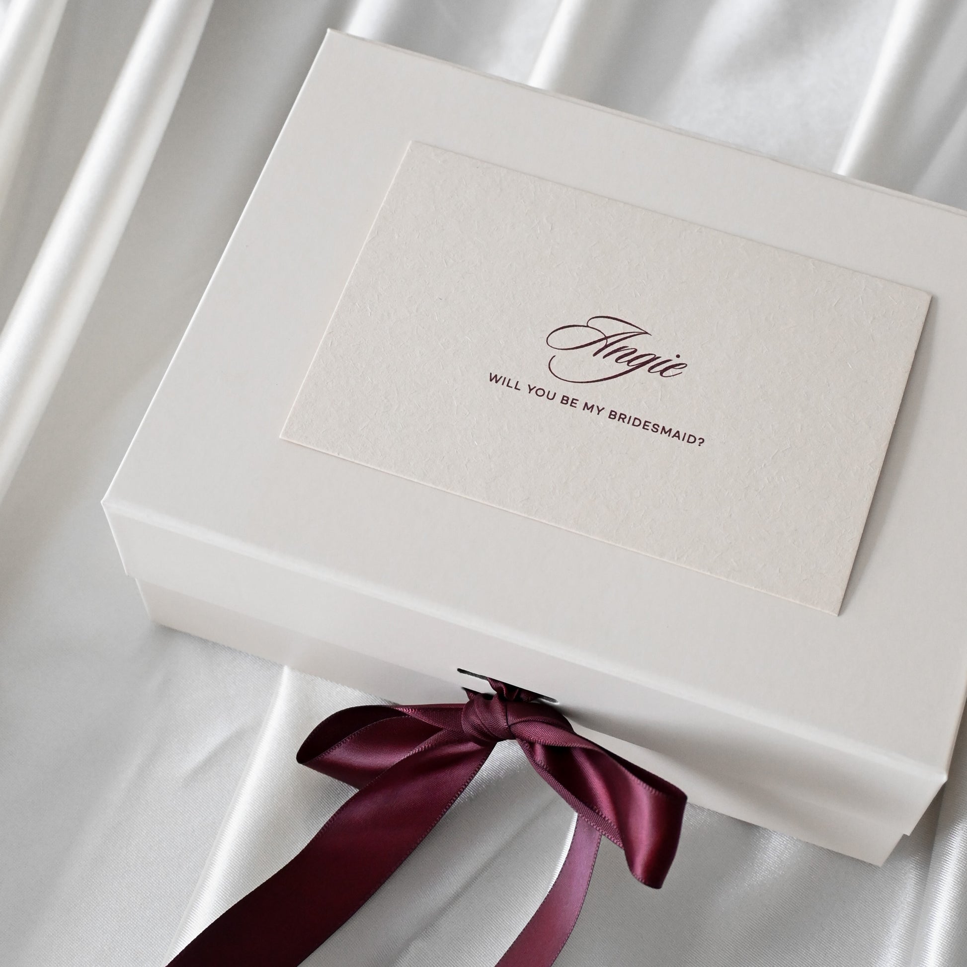Personalised Bridesmaids Gift Set - The Cherished Beauty - Cream & Wine Red Colour Palette Singapore
