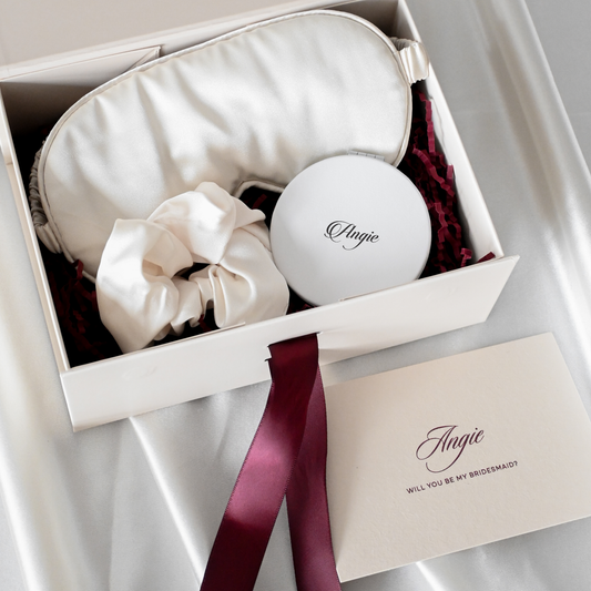 Personalised Bridesmaids Gift Set - The Cherished Beauty - Cream & Wine Red Colour Palette Singapore