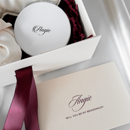 Personalised Bridesmaids Gift Set - The Cherished Beauty - Cream & Wine Red Colour Palette Singapore