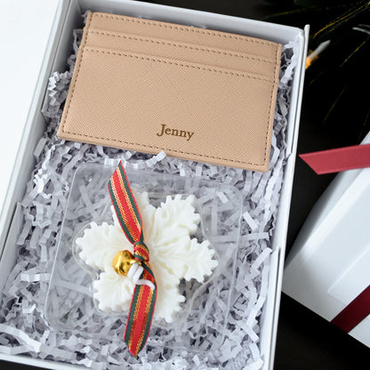 Personalised Engraved Cardholder Christmas Set (Black/Pink/Brown) Singapore