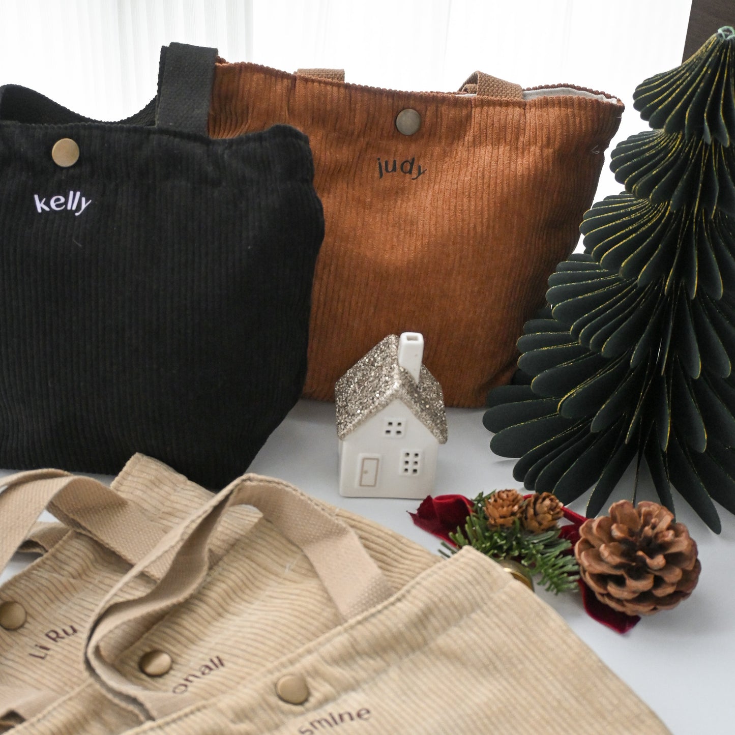 Personalised Corduroy Tote Bag - Christmas Special Singapore