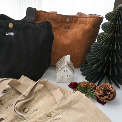 Personalised Corduroy Tote Bag - Christmas Special Singapore