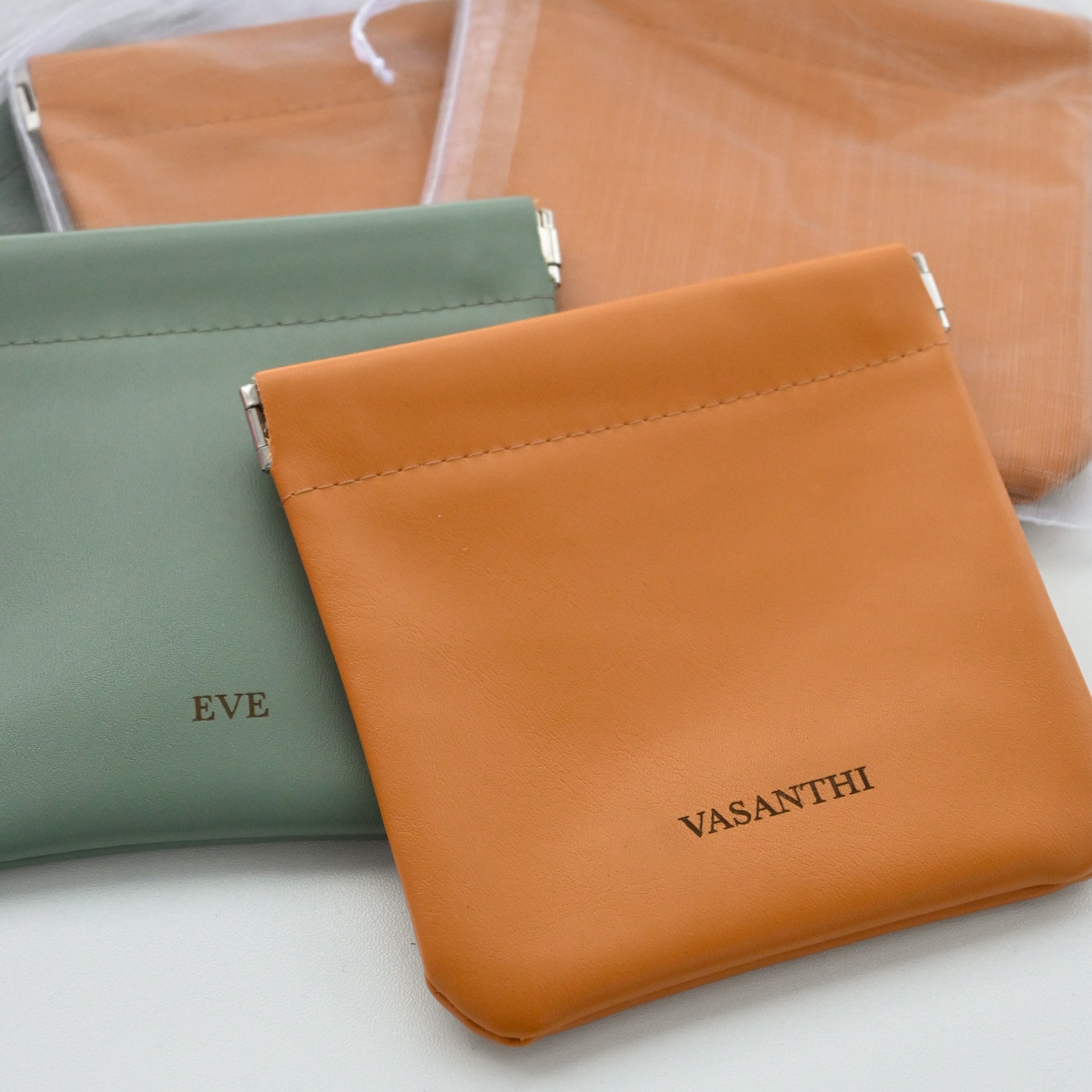 Personalised Engraved Compact Pouch (Green/Brown) Singapore