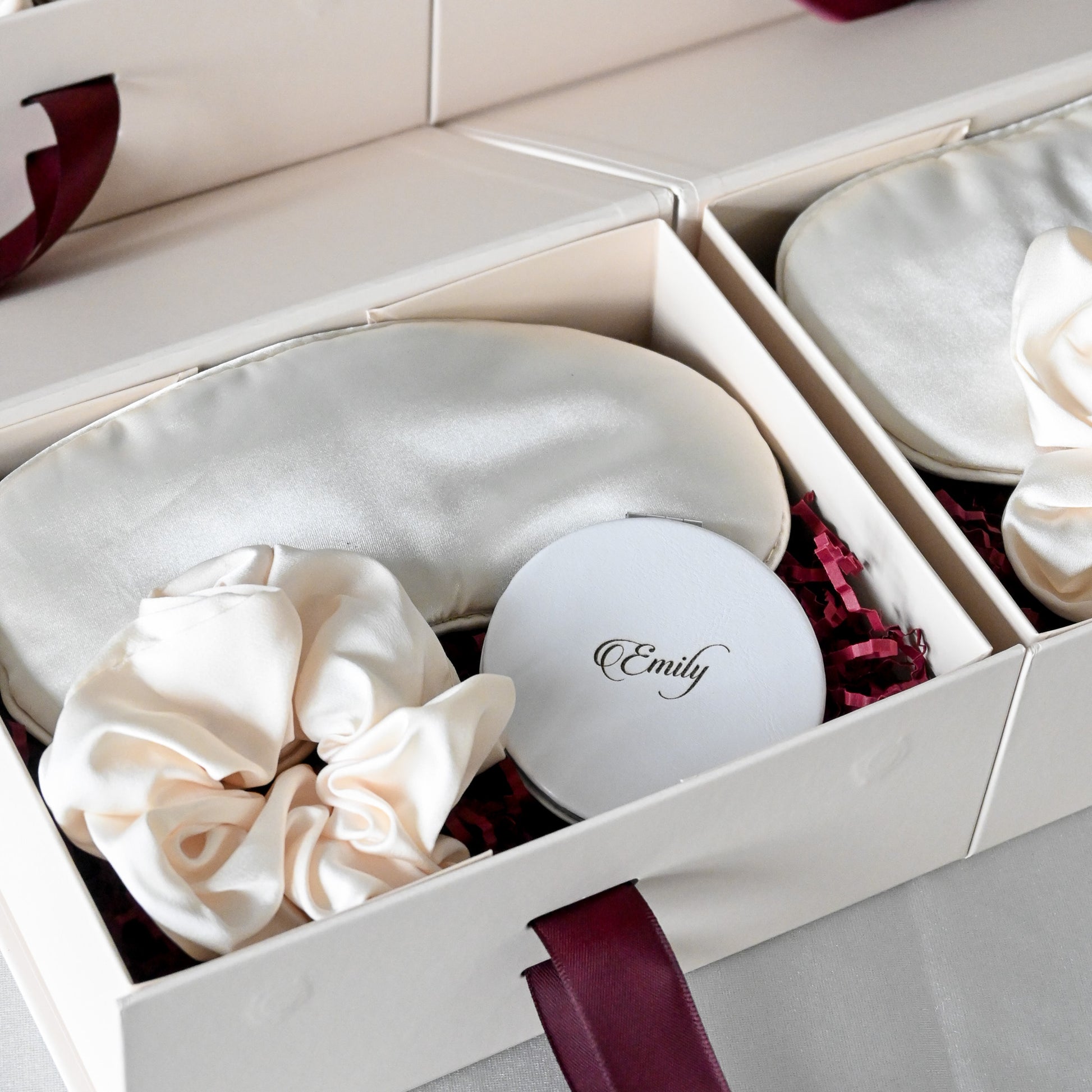 Personalised Bridesmaids Gift Set - The Cherished Beauty - Cream & Wine Red Colour Palette Singapore