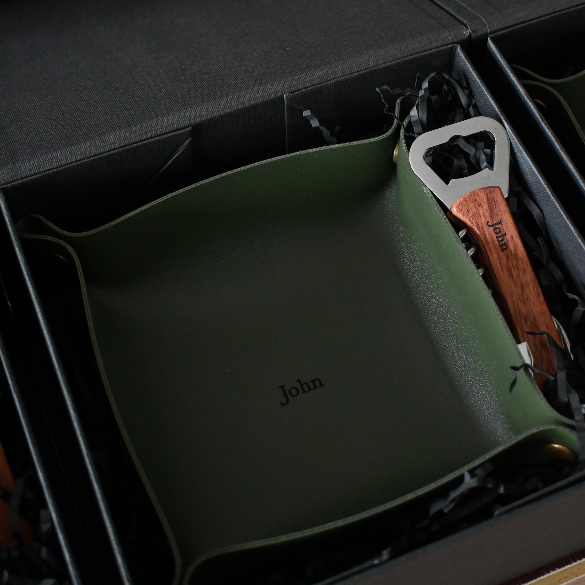 Personalised Quiet Essentials Gift Set | Leather tray & bottle opener | Singapore