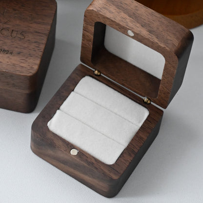 Personalised Wooden Ring Box engraved with names