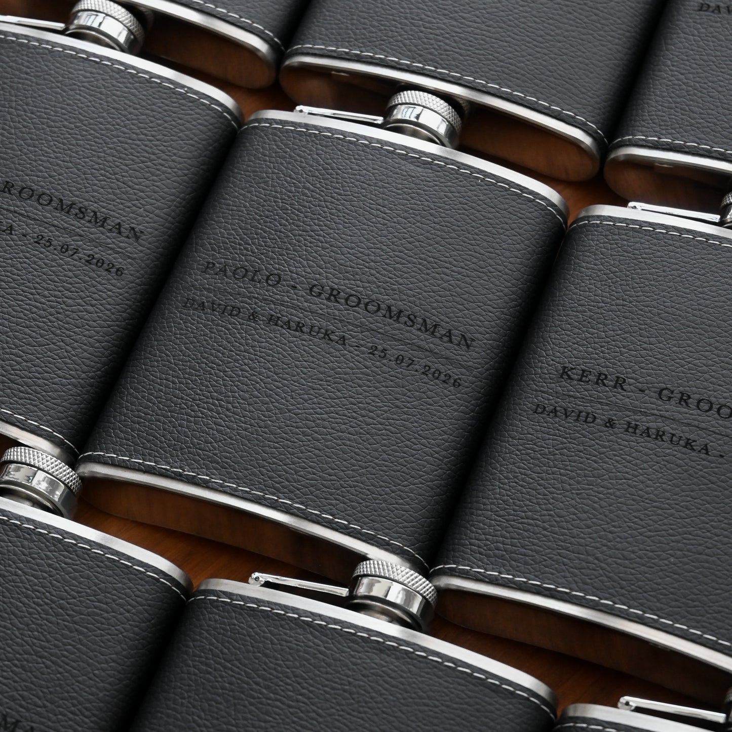 Personalised Black Leather Hip Flask Singapore