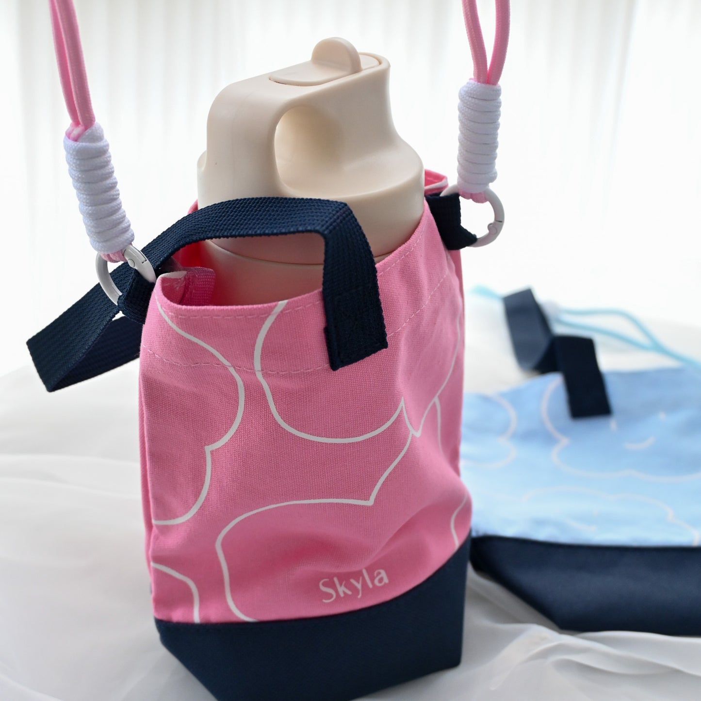 Personalised Water Bottle Holder (Pink/Blue/Lilac)