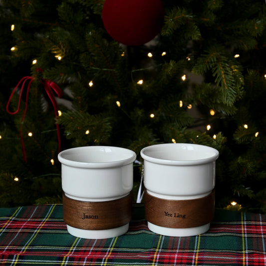 Personalised Wood Sleeve Ceramic Cup | Singapore