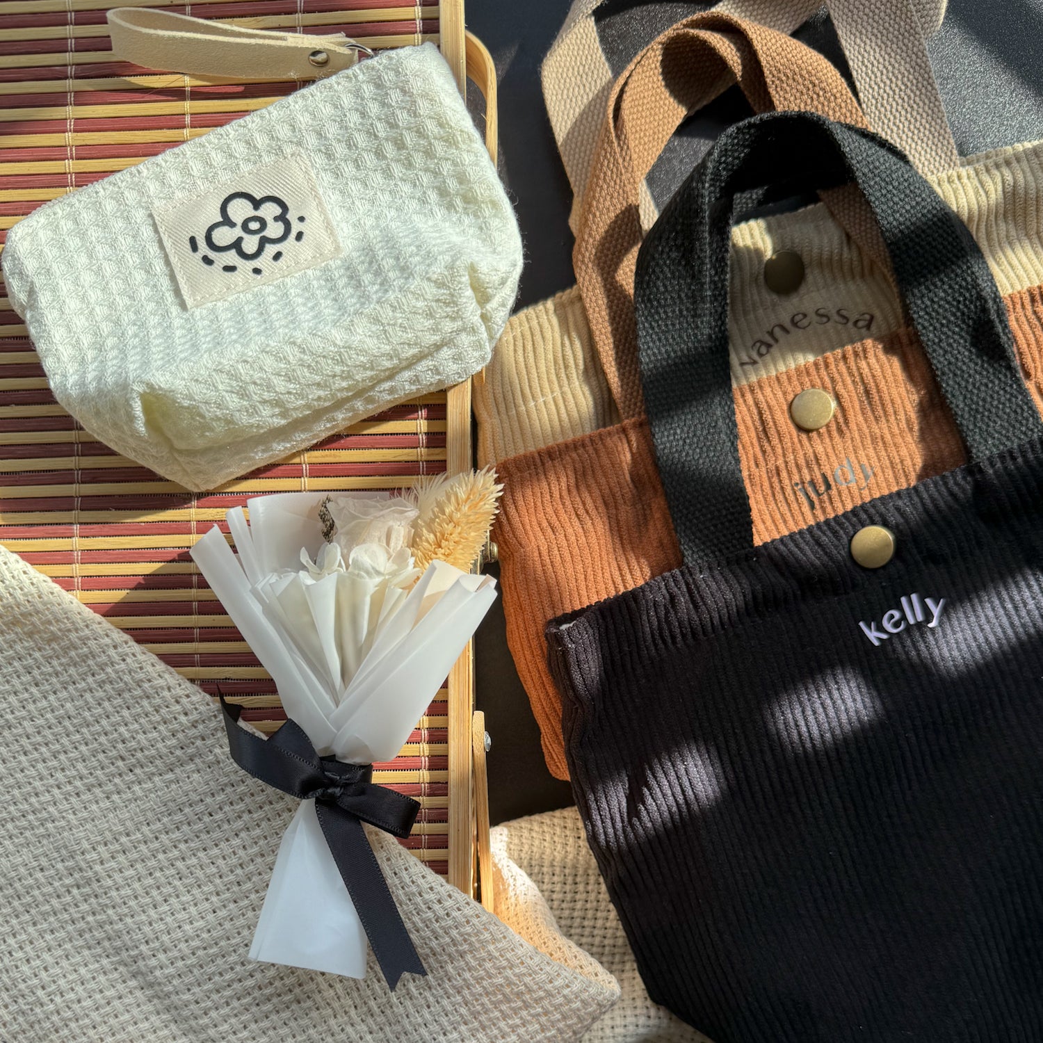 Personalised Mini Corduory Tote Bag Gift Set Singapore
