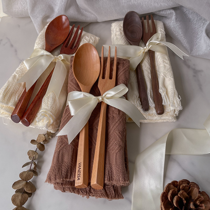 Wedding Favours / Door Gifts - Wooden Cutlery Set