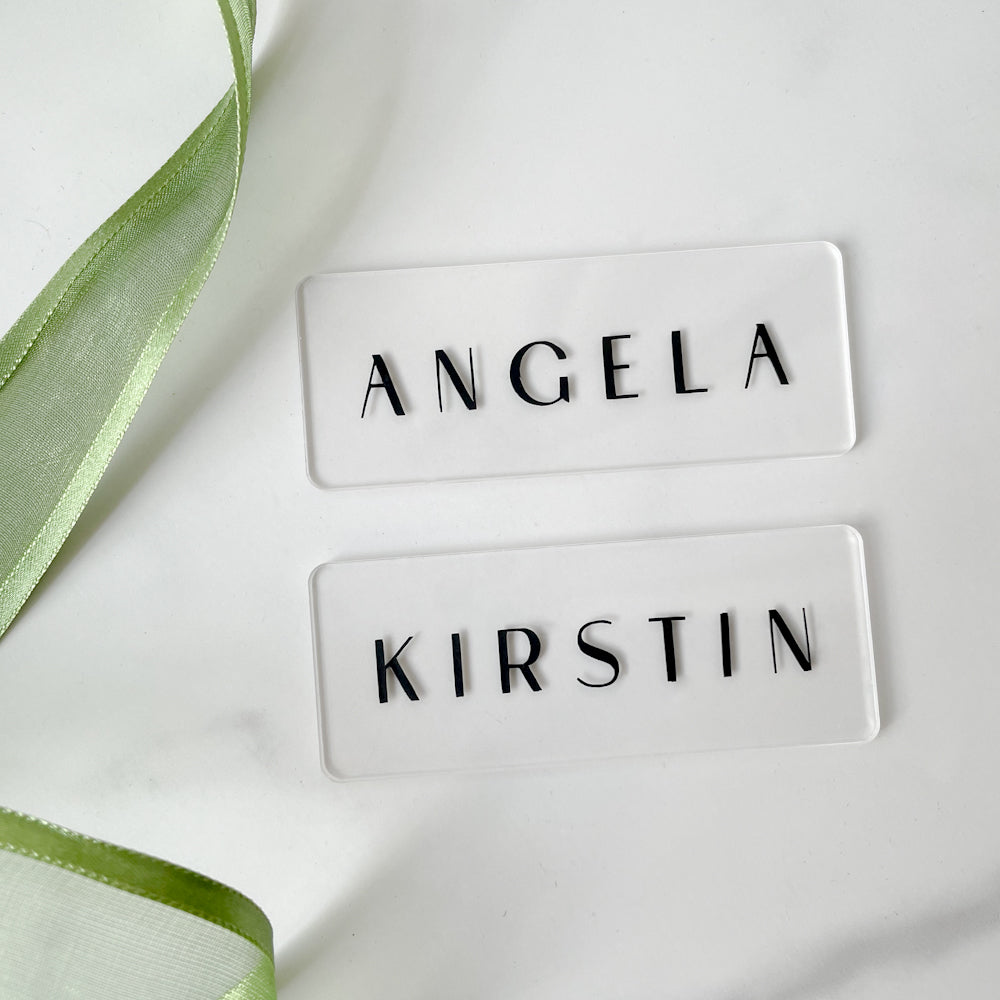 Personalised Clear Acrylic Wedding Place Cards (Tag)