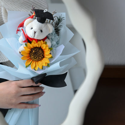 Preserved Sunflowers & Bear Graduation Bouquet Set Singapore