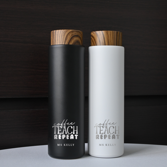 Personalised Engraved Teachers' Day Thermos (Coffee Teach Repeat) Singapore