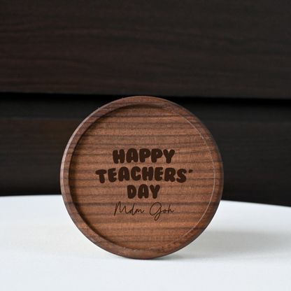 Personalised Teachers' Day Walnut Wood Coaster Singapore