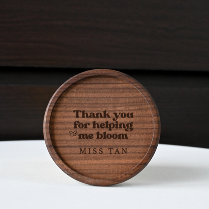 Personalised Teachers' Day Walnut Wood Coaster Singapore