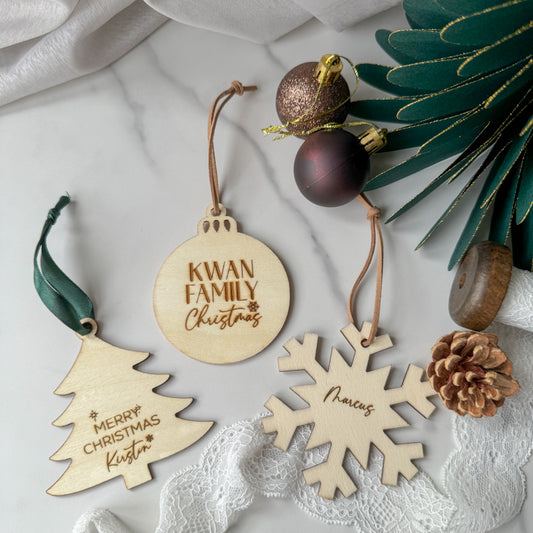 Customised Christmas Ornaments (Snowflake/Christmas Tree/Christmas Bubbles)