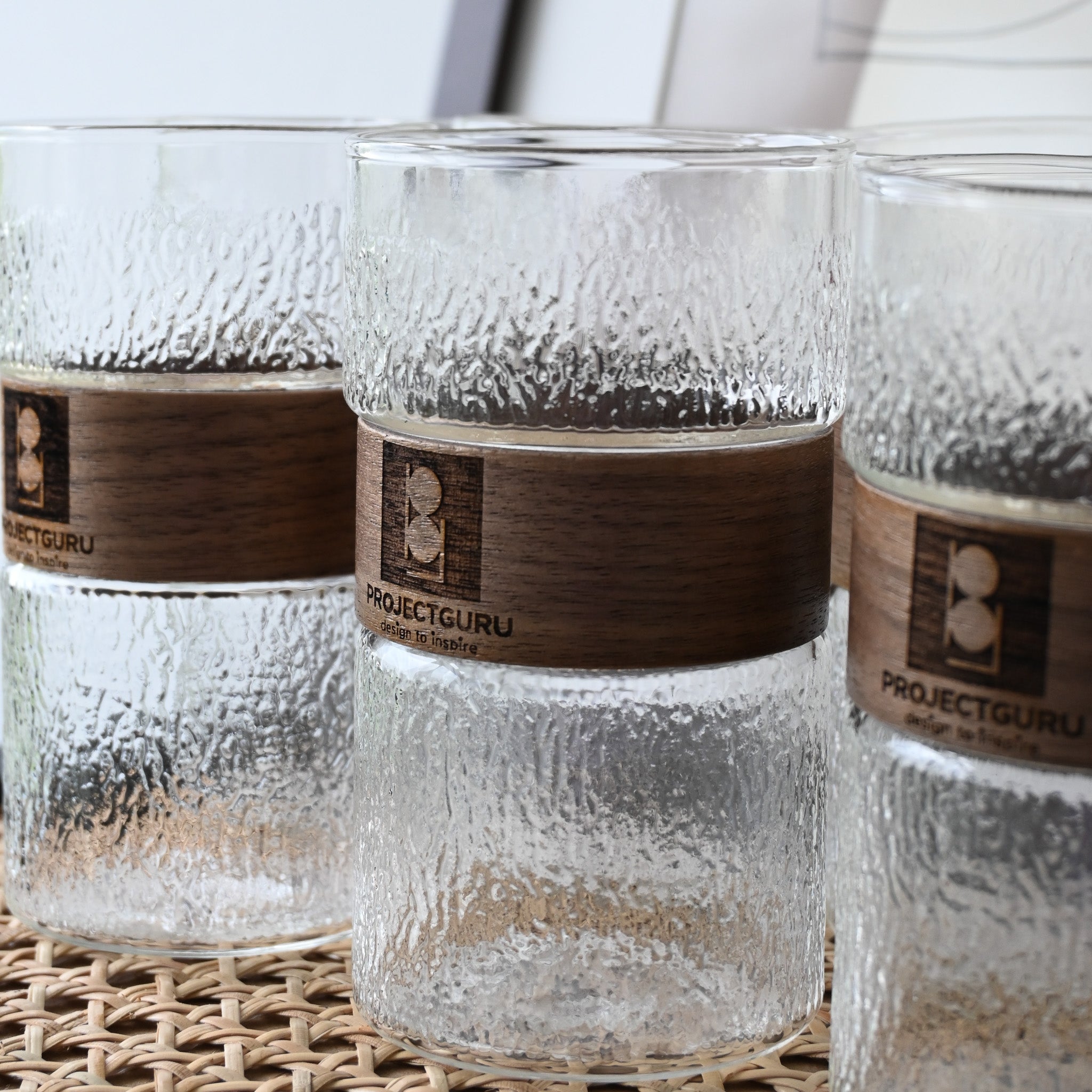 Personalised Wood Sleeve Frosted Cup with Logo Singapore