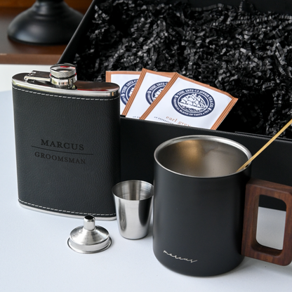 Personalised Groomsmen Gift Set with Hip Flask - Best Bud Singapore 