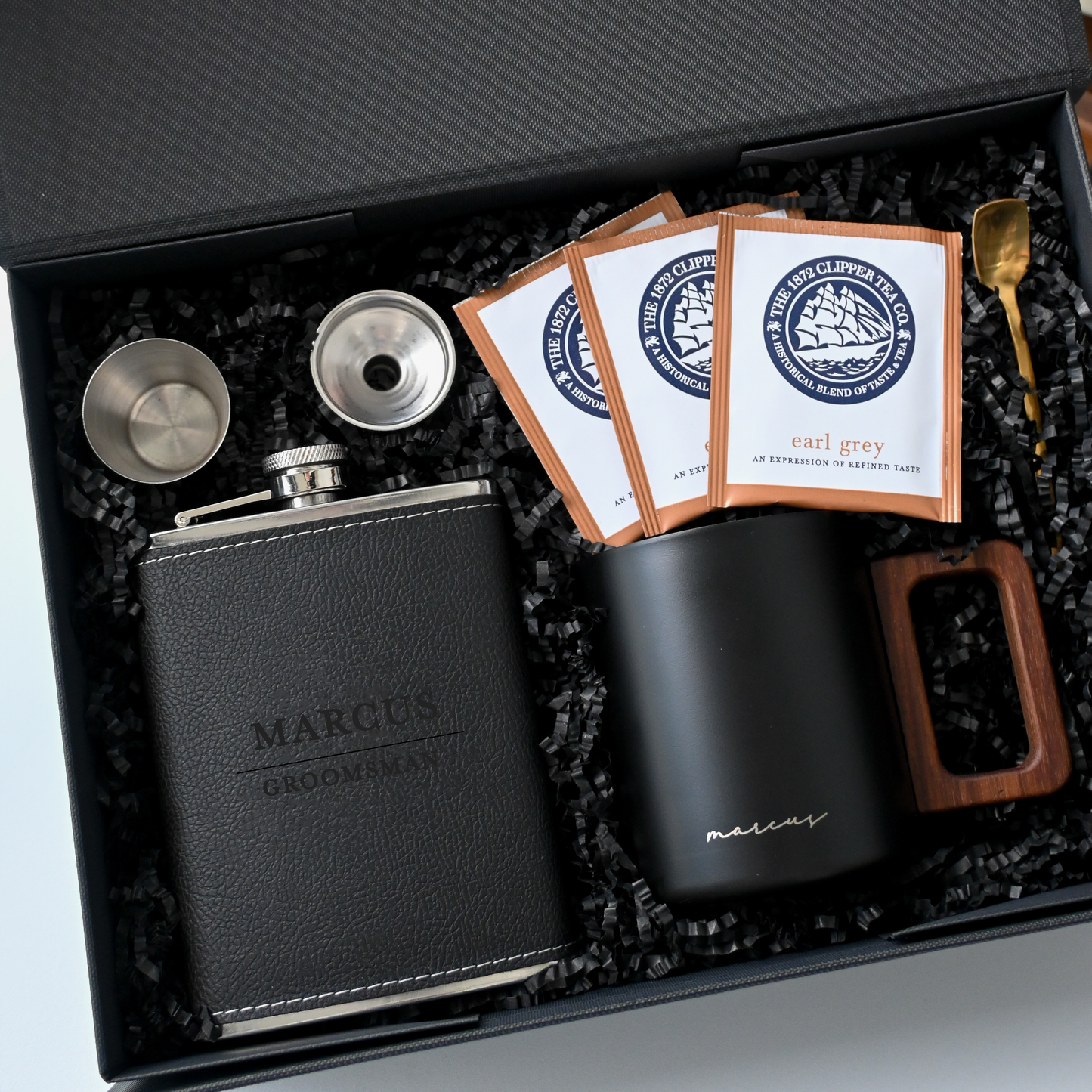 Personalised Groomsmen Gift Set with Hip Flask - Best Bud Singapore 