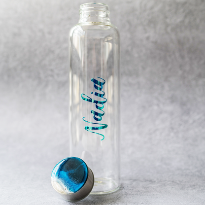 Peacock Blue #2 - Personalised Seascape Glass Bottle