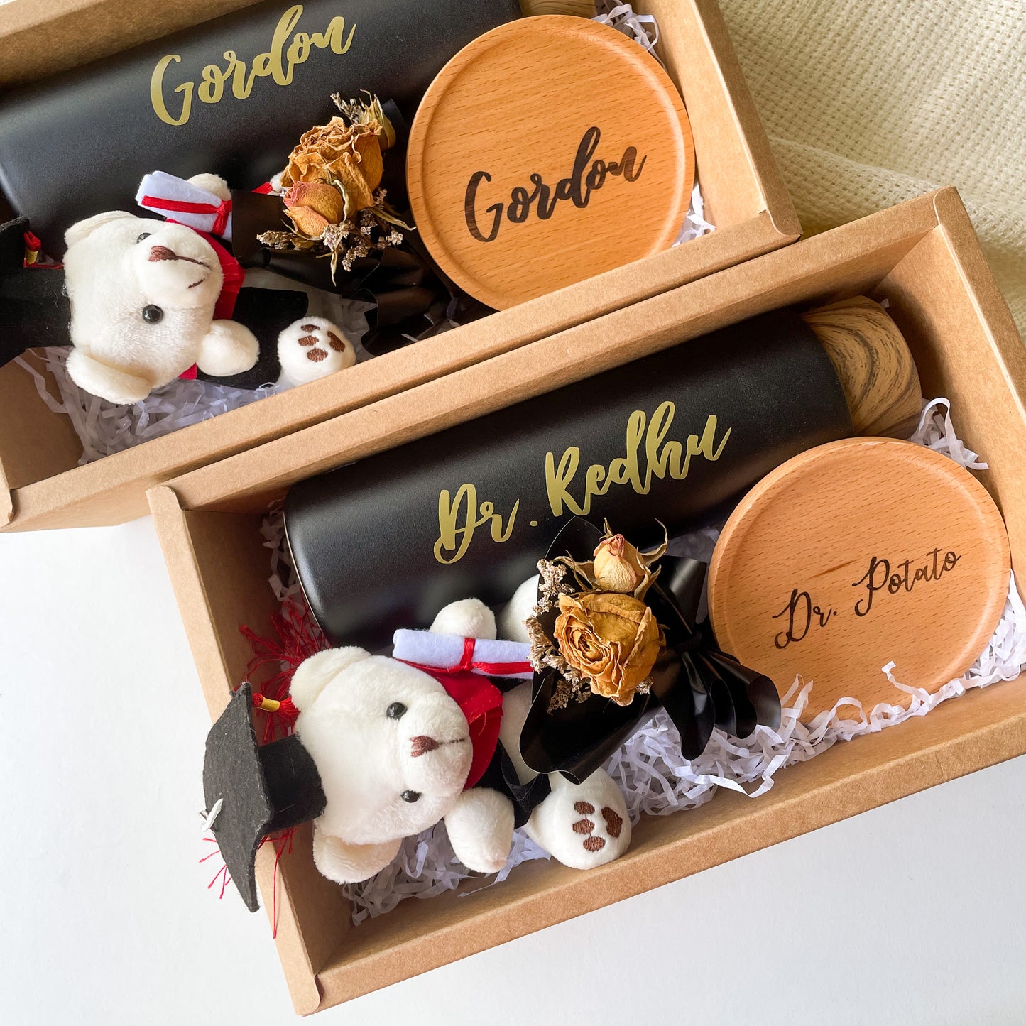 Personalised Graduation Gift Set Bottle Coaster Bear Singapore